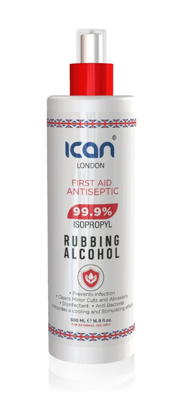 ican london isopropyl rubbing alcohol 99.9% first aid antiseptic 500ml spray