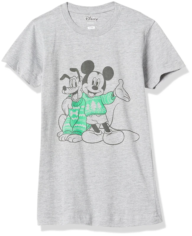 Disney Characters Sweater Pals Girl's Crew Tee, Athletic Heather, X-Small, Athletic Heather, XS