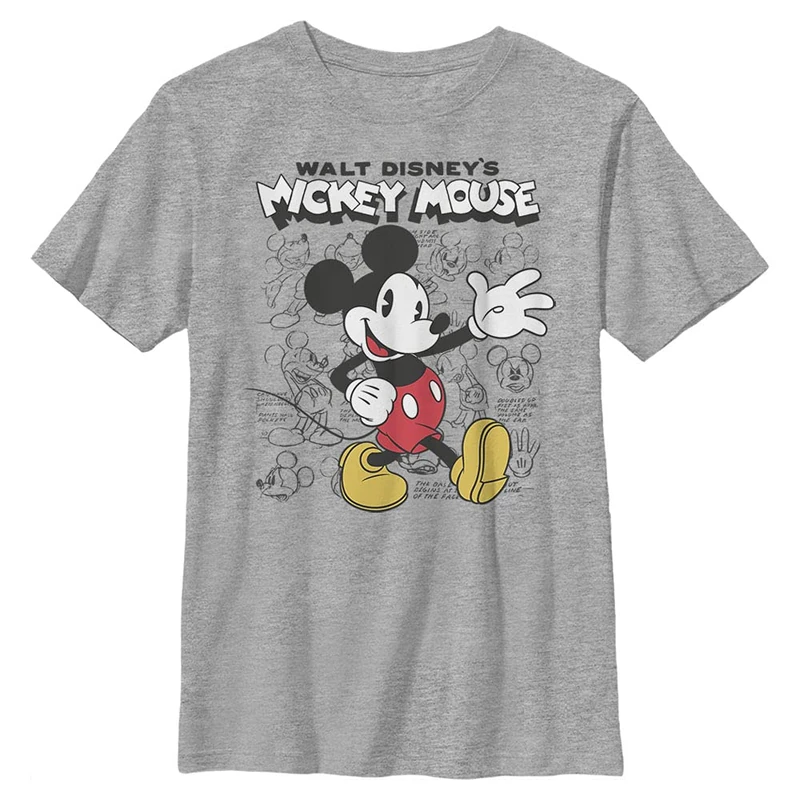 Disney Boy's Sketchbook T-Shirt, Sporty Heather, XL