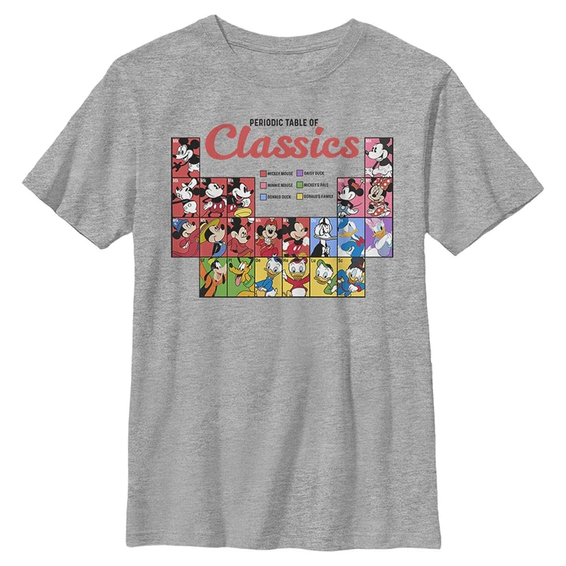 Disney Boy's Classic Periodic T-Shirt, Sporty Heather, XL