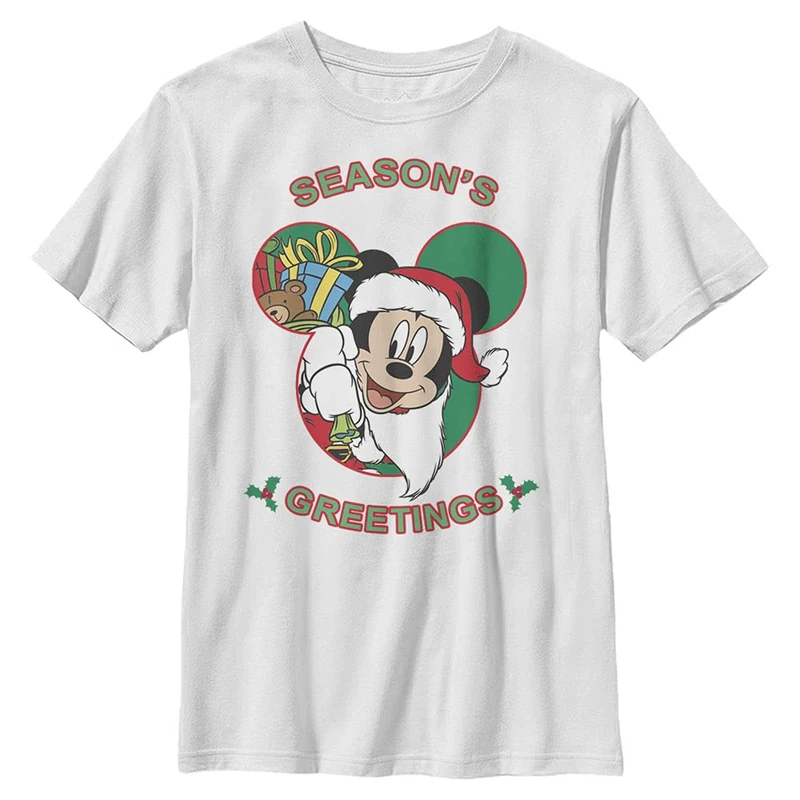 Disney Boy's Mickeys Greetings T-Shirt, White, XL