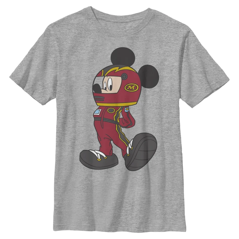 Disney Characters Mickey Racecar Driver Boy's Crew Tee, Athletic Heather, X-Small, Athletic Heather, XS