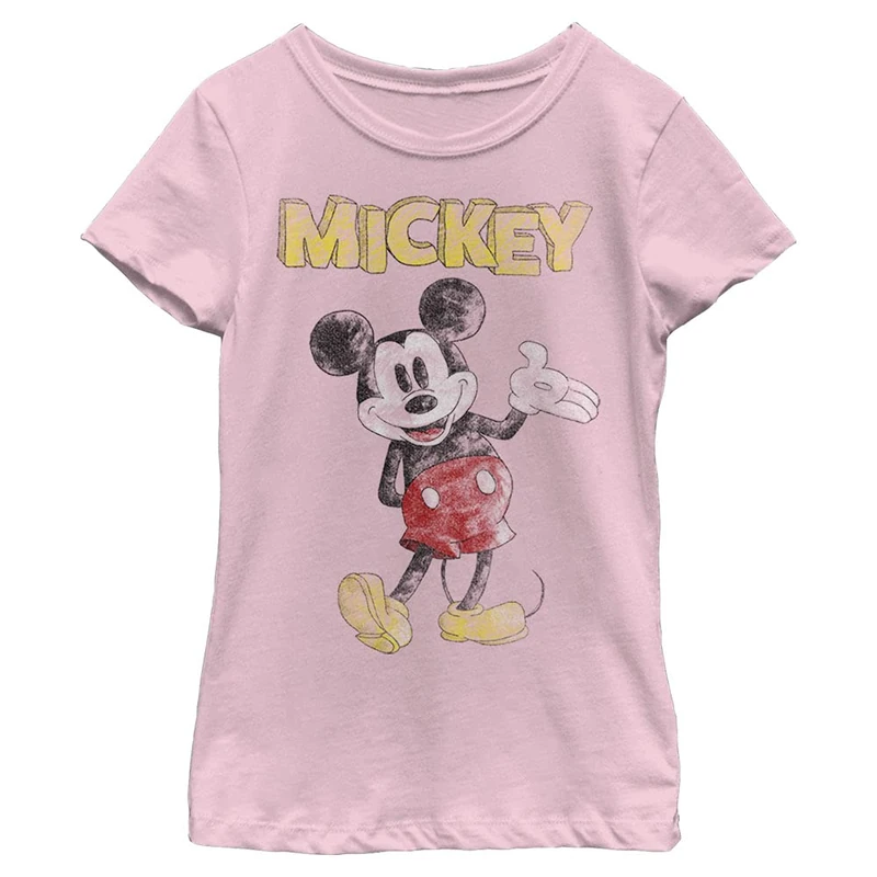 Disney Girl's Sketchy Mickey T-Shirt, lightpink, L