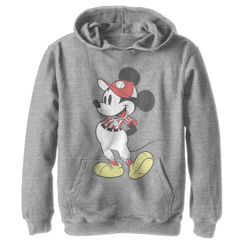 Disney Boy's Baseball Season Mickey Hoodie, Sporty Heather, M