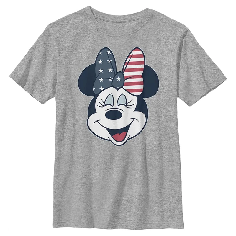 Disney Boy's American Bow T-Shirt, Sporty Heather, L