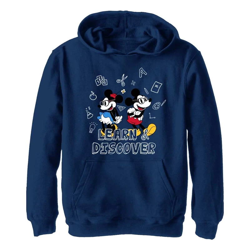 Disney Boy's Discover Hoodie, Navy Heather, L