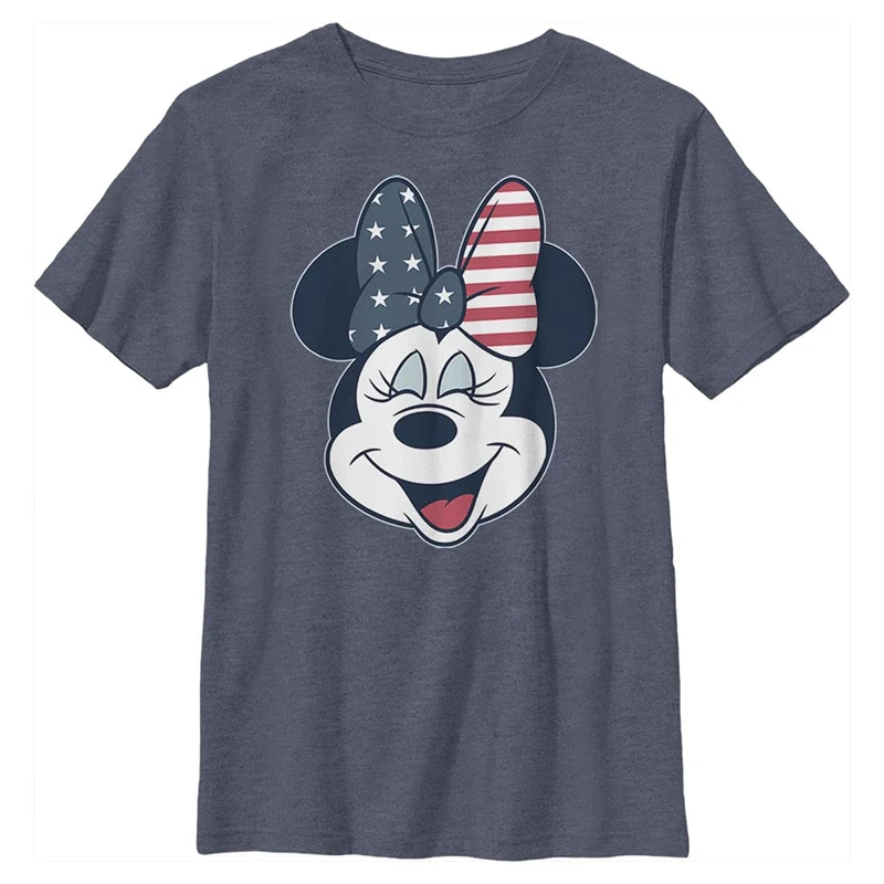 Disney Boy's American Bow T-Shirt, Navy Blue Heather, XS
