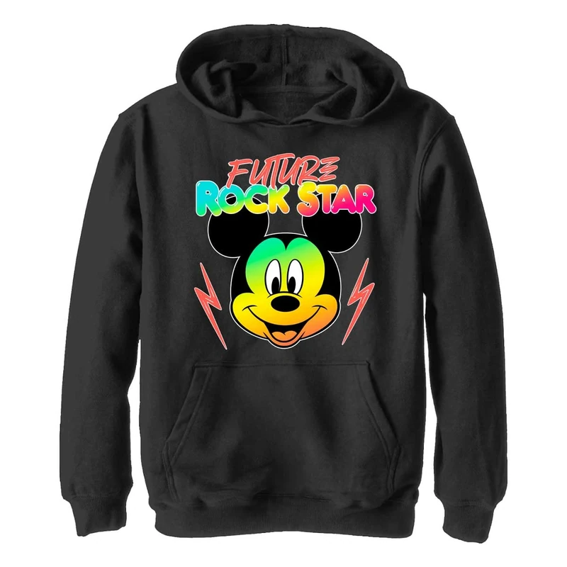 Disney Boys Classic Mickey Future Rockstar Hoodie, Black, S, black, S