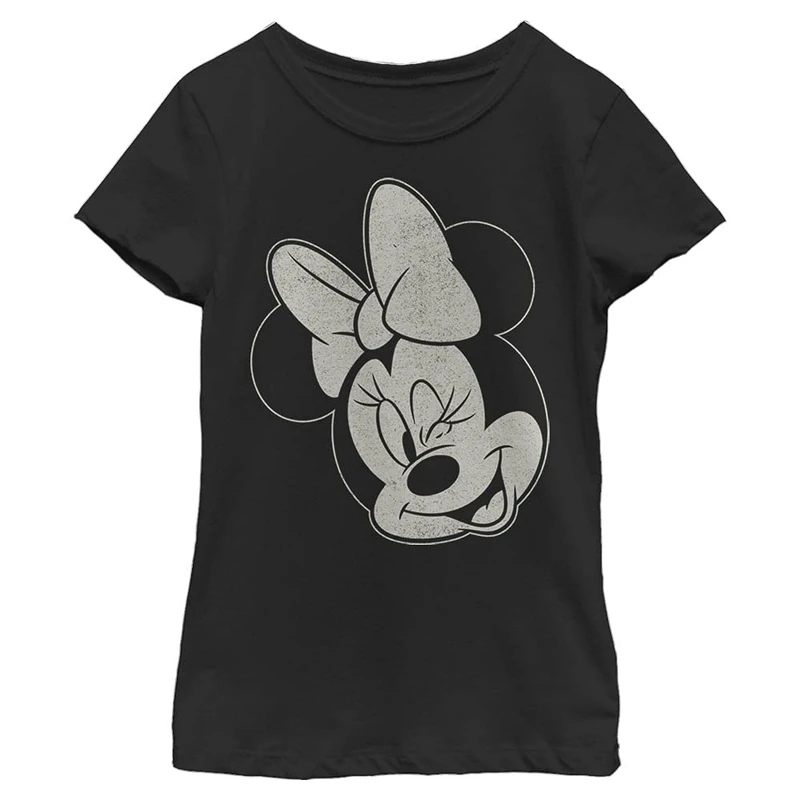 Disney Girl's Minnie Wink T-Shirt, Black, L