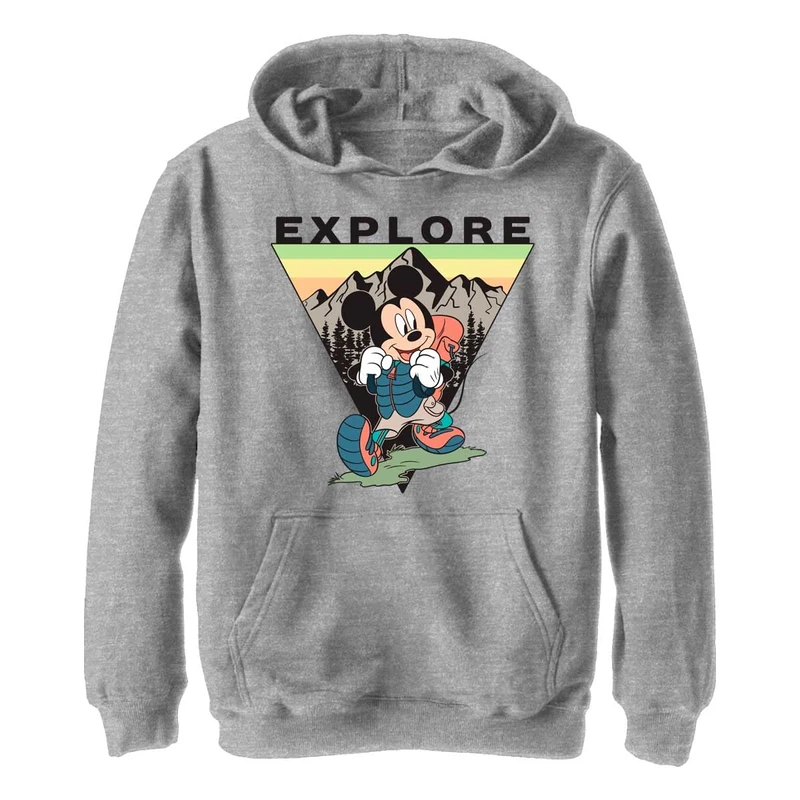 Disney Boy's Explore Mickey Travel Hoodie, Sporty Heather, M