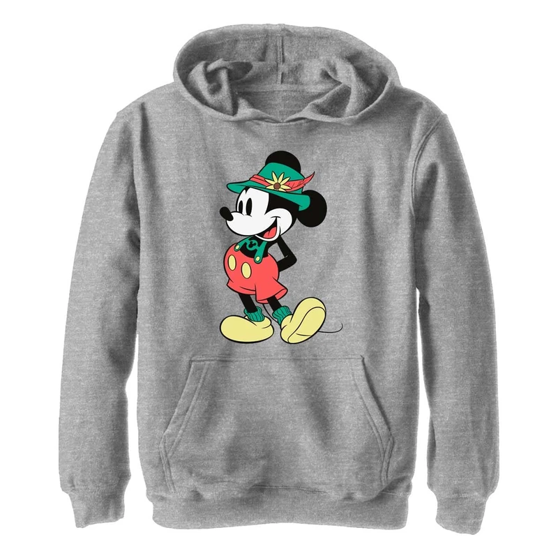 Disney Characters Basics Boy's Hooded Pullover Fleece Athletic Heather Small, Athletic Heather, S