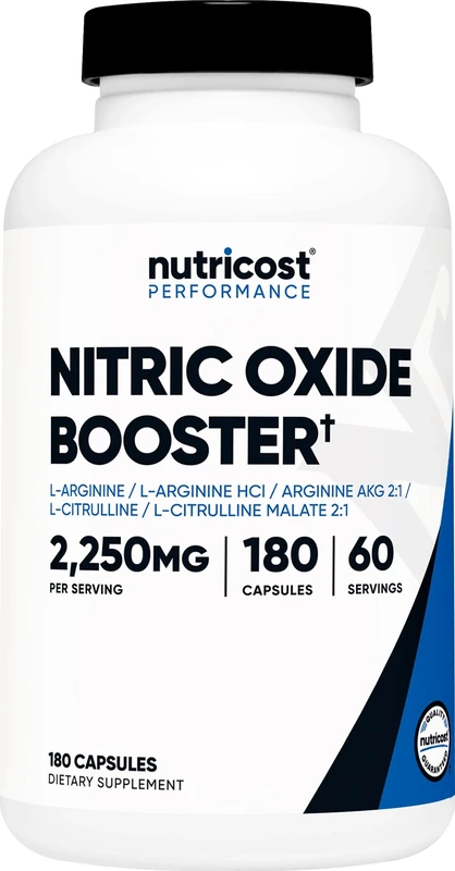 Nutricost Nitric Oxide Booster 2250mg - 180 Gluten-Free Capsules