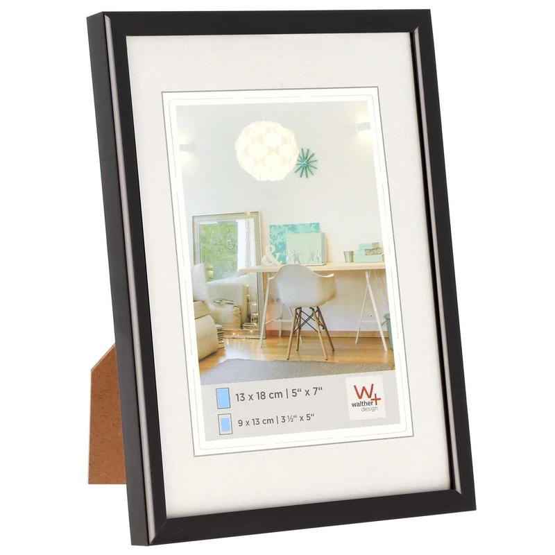 walther Design Picture Frame Black 50 x 70 cm with Art Glass, New Lifestyle Plastic Frame KVX070B
