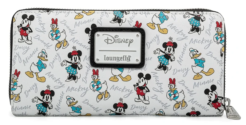 Loungefly Disney Wallet Mickey Minnie Mouse Daisy Donald Duck Zip Clutch White