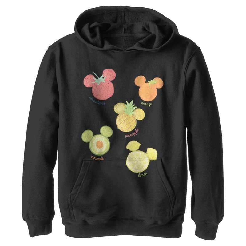 Disney Boy's Assorted Fruit Hoodie, Black, M
