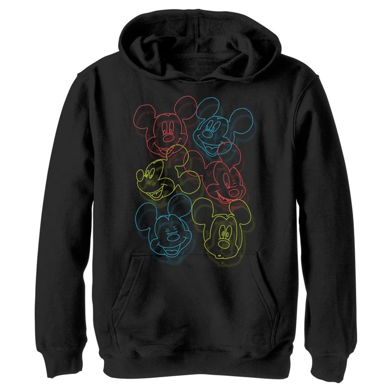Disney Boys' Neon Heads Hoodie, Black, S