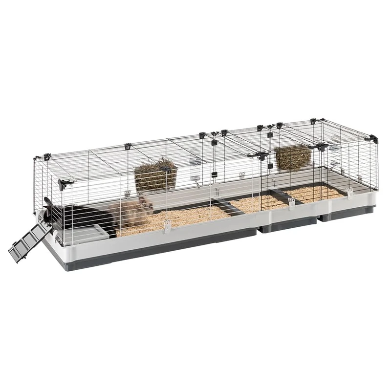 Ferplast Large Rabbit Cage Krolik 200, Rabbit Hutch, Assembly Kit, With Divider, Accessories Included