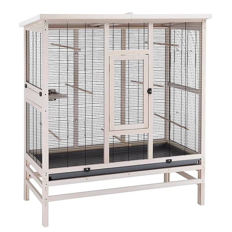 Ferplast Aviary for Birds in FSC wood WILMA LARGE, Canary Cage Parakeets, Accessories included, 131.5 x 67 x 153 cm.