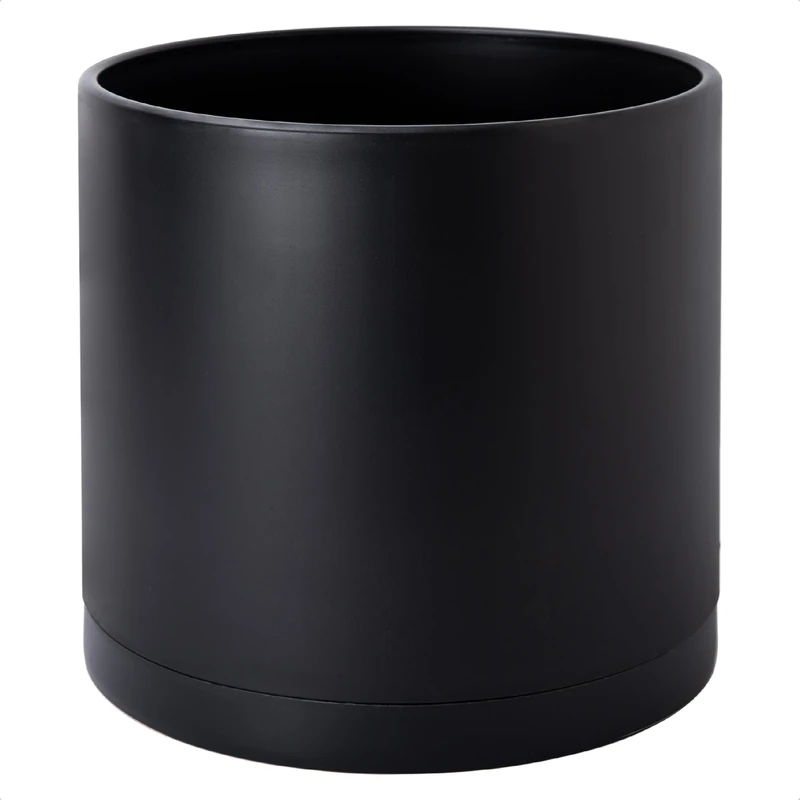 D'vine Dev 14 Inch Black Plastic Planter Pots for Plant Pot with Drainage Hole and Seamless Saucers, 74-X-B-4