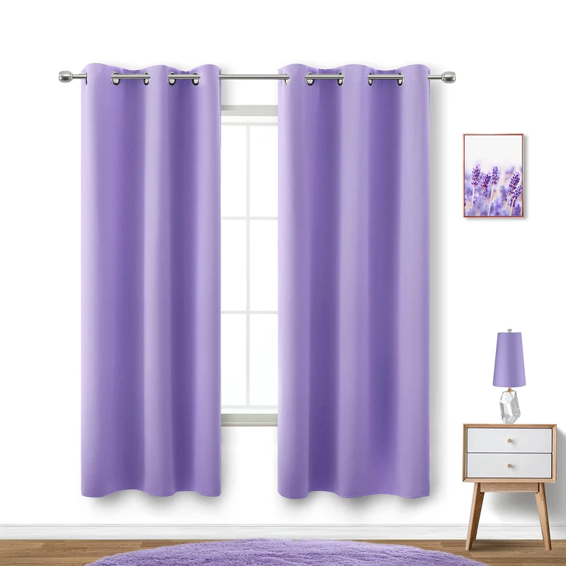 KOUFALL Lavender Curtains for Bedroom Girls 2 Panels Set Blackout Light Blocking Thermal Insulated Curtains for Teen Room Dorm Violet Lilac Purple 42 x 63 Inch Length