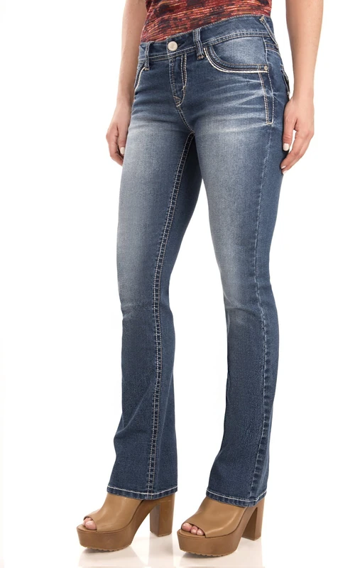 WallFlower Women's Juniors Instastretch Legendary Classic Fit Bootcut Jeans (Standard and Plus), Keller Pure, 11 Shorts
