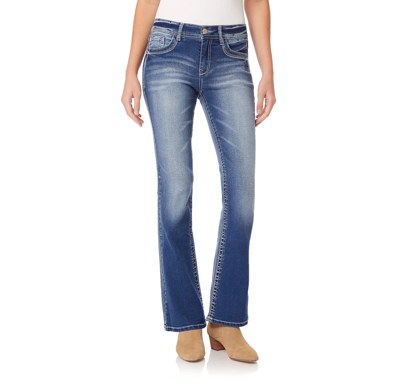 WallFlower Women's Legendary Bootcut Mid-Rise Insta Stretch Juniors Jeans (Standard and Plus), Jenna, 13
