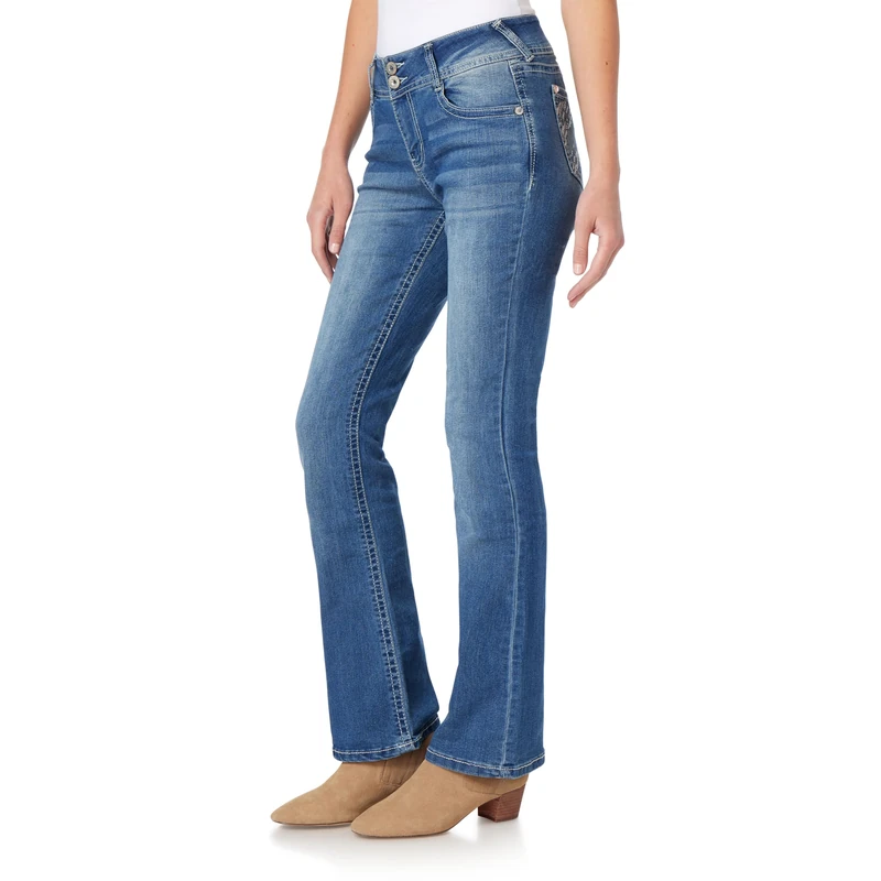 WallFlower Girls' Luscious Curvy Bootcut Mid-Rise Bling Insta Stretch Juniors Jeans (Standard and Plus), Ellery, 5