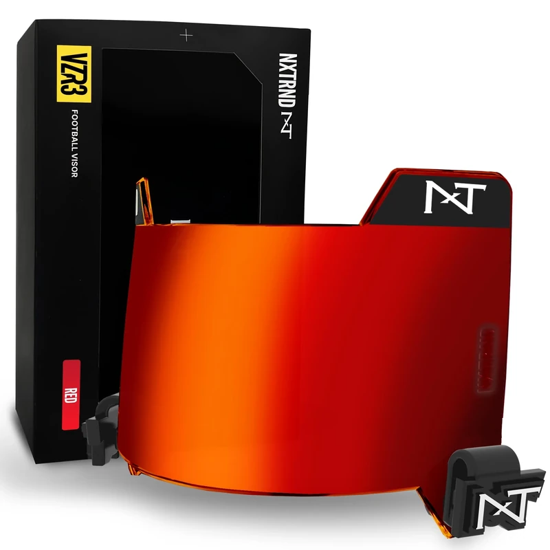 Nxtrnd VZR3 Football Visor, Curved Lens Technology, Fits Adult & Youth Football Helmets (Red)