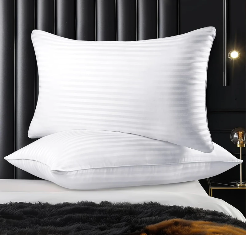 Qnoon Hotel Collection Bed Pillows for Sleeping, Bed Pillows King Size Set of 2,Gusseted Pillow for Back, Stomach or Side Sleepers - Image 1