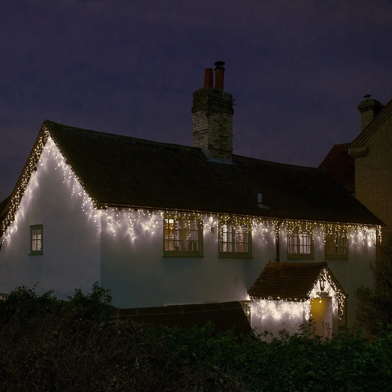 Noma Snowing Icicle Christmas Lights with White Cable for Indoor and Outdoor use, 360 Bright White LED's, 7.6 m