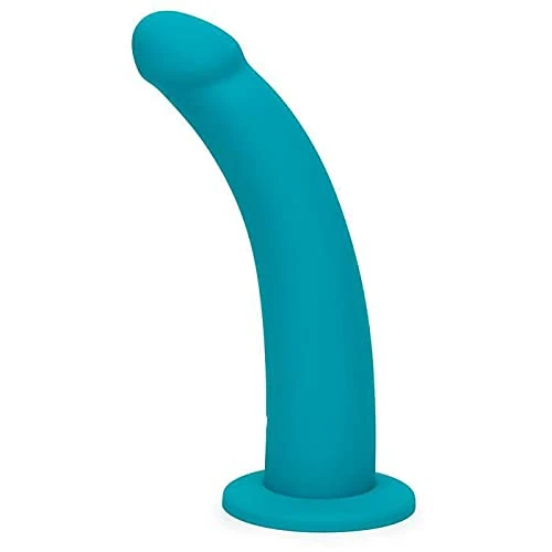 Lovehoney Curved Dildo - 8 Inch Suction Cup Dildo - Flexible Anal Sex Toy for Men and Women - Harness Compatible Strap On - Smooth Silicone Adult Sex Toy - Waterproof - Light Blue