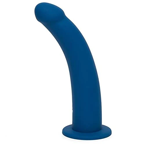Lovehoney Curved Dildo - 9 Inch Suction Cup Dildo - Flexible Anal Sex Toy for Men and Women - Harness Compatible Strap On - Smooth Silicone Adult Sex Toy - Waterproof - Dark Blue