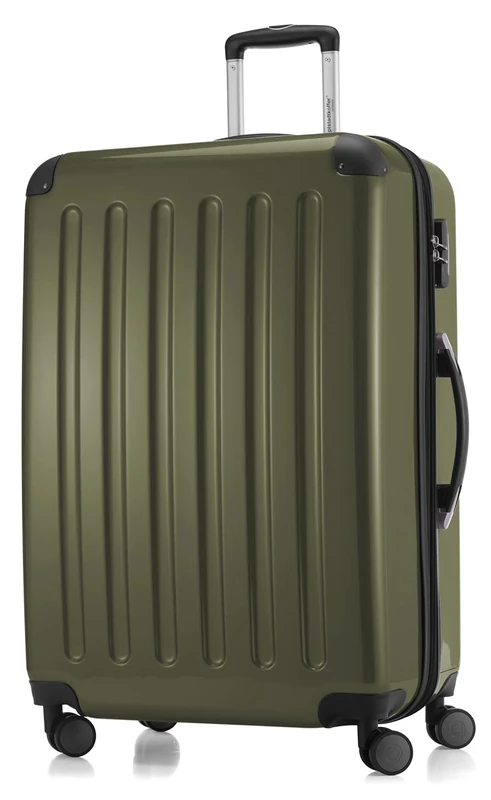 Hauptstadtkoffer Alex Expandable Hard Shell Suitcase 75 cm (119 L) with Combination Lock, Durable Travel Trolley with 4 Double Wheels, Avocado