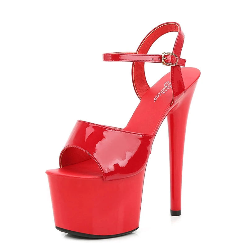 Women's Sandals 17Cm High Heels Sexy Stripper Stage Performance Pole Dancing High Heels Nightclub Party Dance Platform Sandals,Red,10 UK