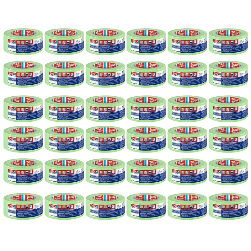 tesa All-Purpose Cleaning Tape 4621 Fabric Tape for Cleaning and Painting Work Indoor and Outdoor Use for Masking and Covering Light Green 36 x 50 m x 50 mm Pack of 36