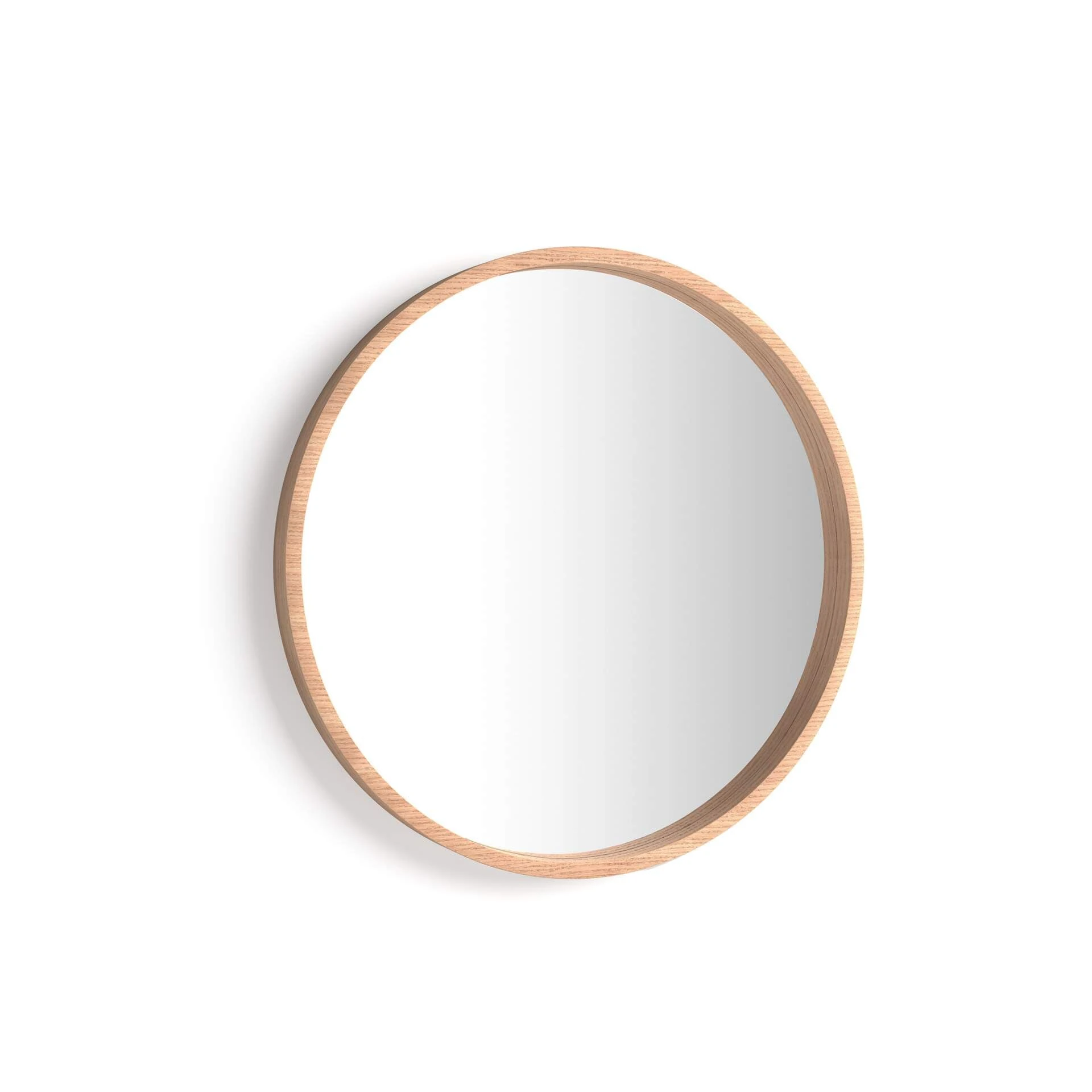 Mobili Fiver, Olivia Round Mirror, 64 cm diameter, Rustic Oak, Made In Italy