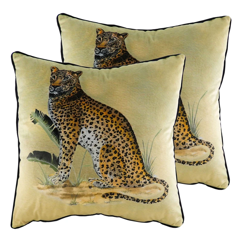 furn. Kibale Leopard Twin Pack Polyester Filled Cushions, Multi, 50 x 50cm