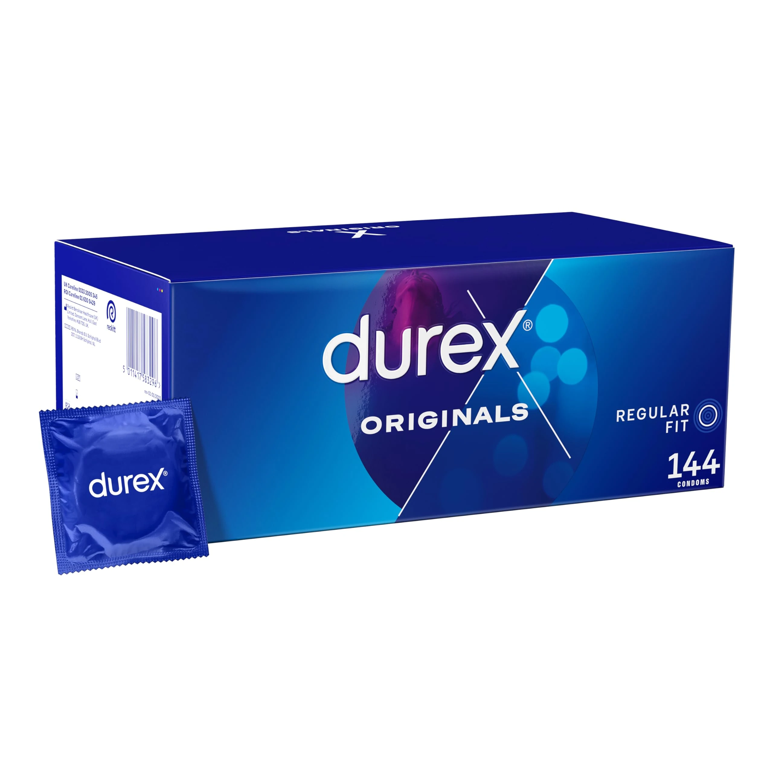 Durex Originals Extra Safe, 144 Condoms, Regular Fit, With Silicone Lube, Easy on Shape, Teat Ended, Increased Thickness, Natural Latex, Condoms Bulk for men