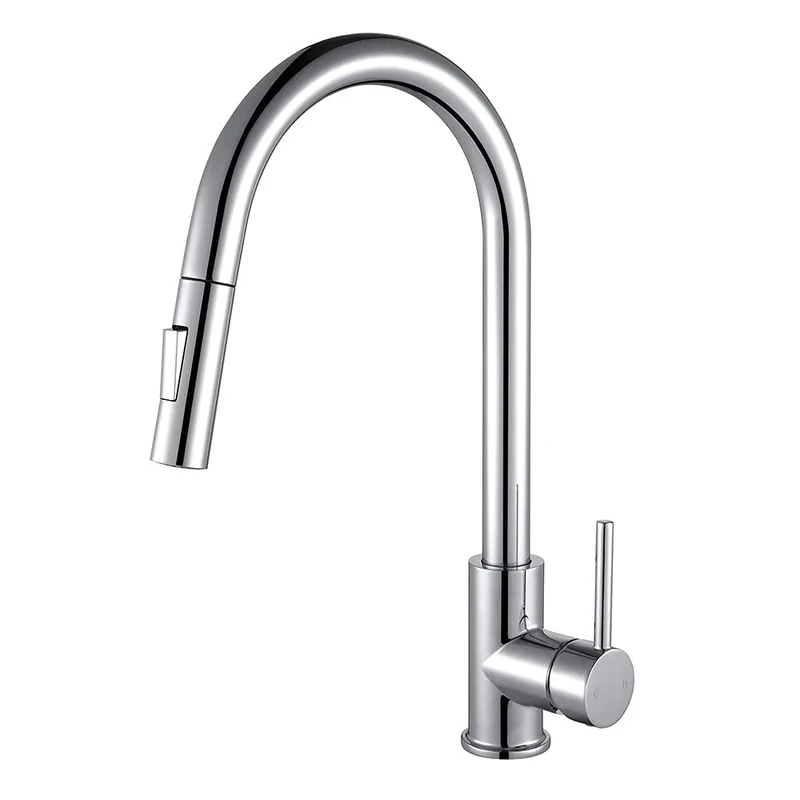Pull-Out Kitchen Mixer tap in Shiny Chrome Colour. Pull-Out Shower with 2 Positions. Very Practical for Cleaning The Kitchen Sink. Cold Opening. Made from Brass.