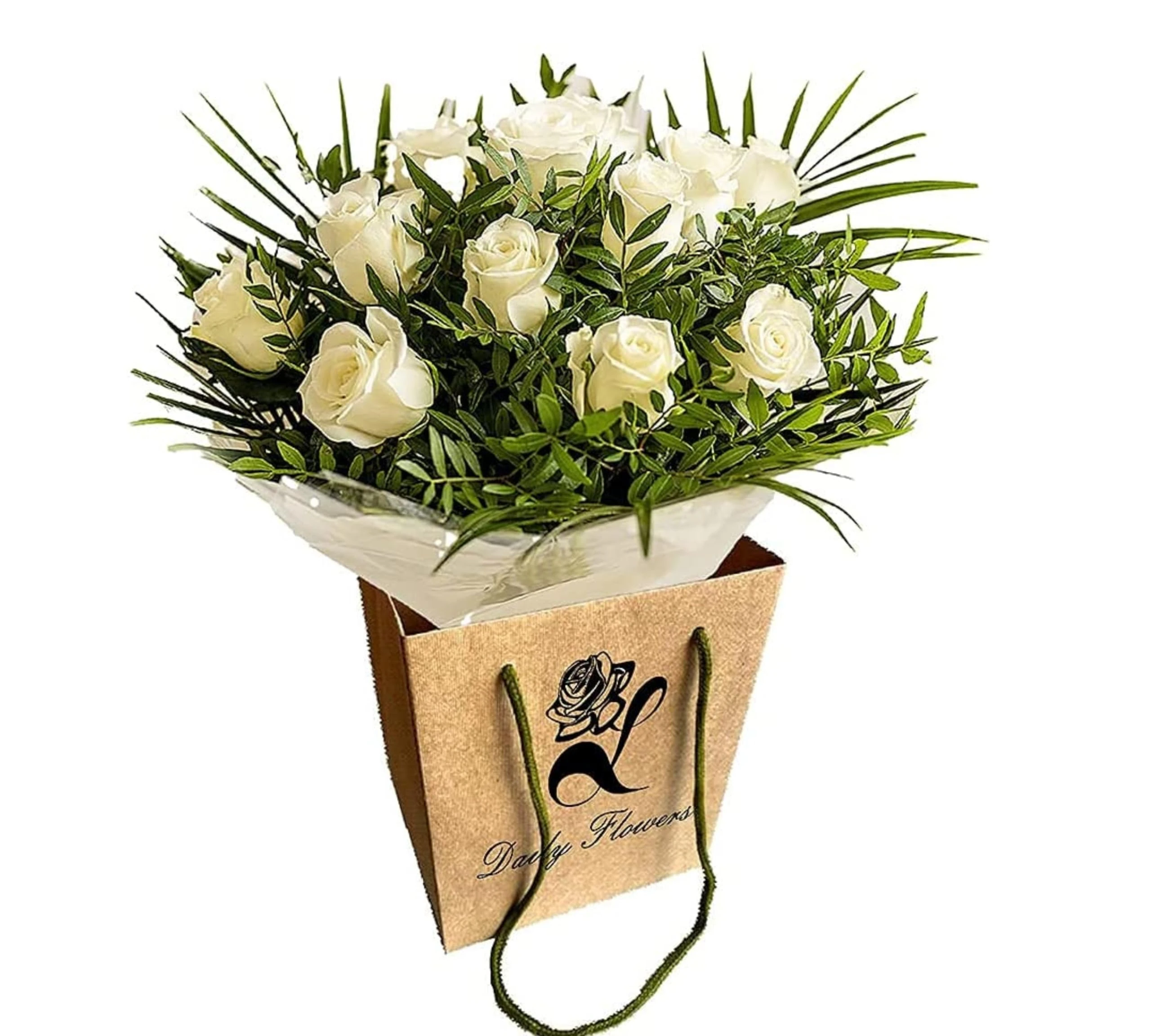 Pure Delight White Roses Bouquet – Fresh Cut Flowers for Autumn, Birthdays, Anniversaries, Bridal, Get Well, Thank You, Sympathy, Celebrate Occasions – Seasonal Floral Arrangement
