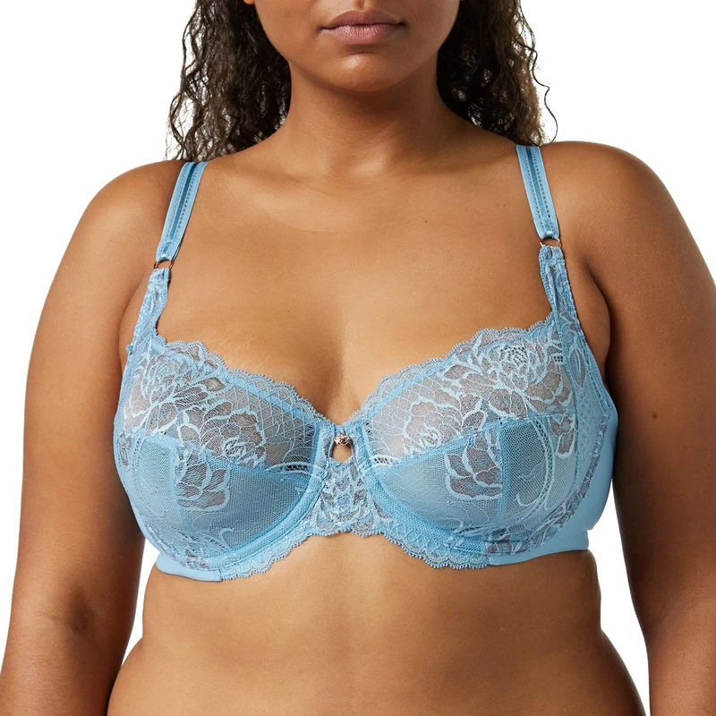 Triumph Women's Wild Peony Florale W Full Coverage Bra, Blue Lake, 34D - Image 1