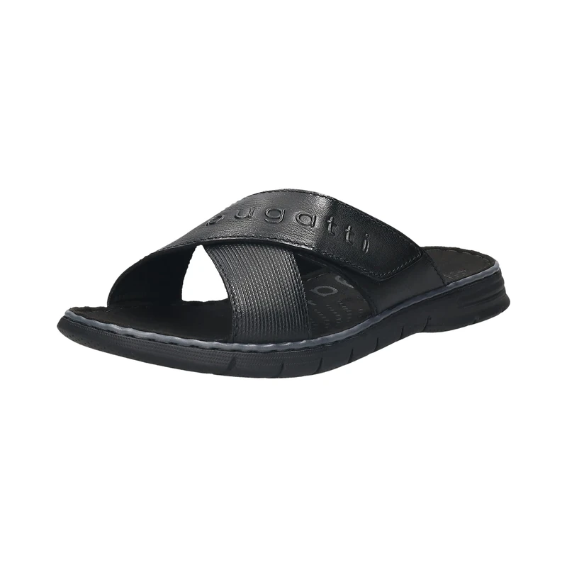 bugatti Men's Summer Mules Made of Leather and Textile, Black, 9.5 UK - Image 1