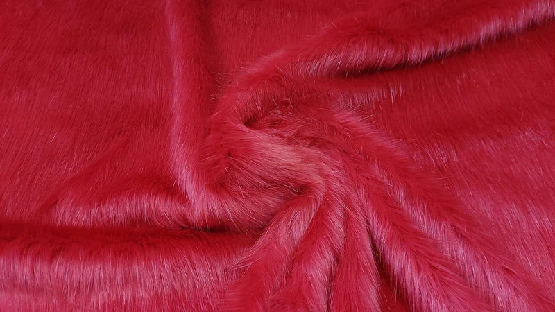Super Luxury Faux Fur Fabric Material - Long Pile Cherry, 1Mtr - 150cm x 100cm