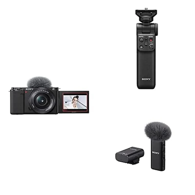 Sony Alpha ZV-E10L | Camera Lens Kit with Handgrip & Microphone