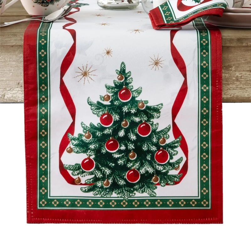 Elrene Home Fashions Villeroy & Boch Toy's Delight Christmas Table Runner, Festive Holiday Table Decor, 13 Inches x 70 Inches - Image 1