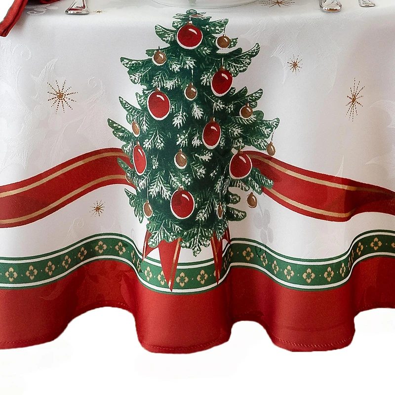 Elrene Villeroy & Boch Toy's Delight Christmas Fabric Tablecloth, Holiday Table Decor, 70" Round