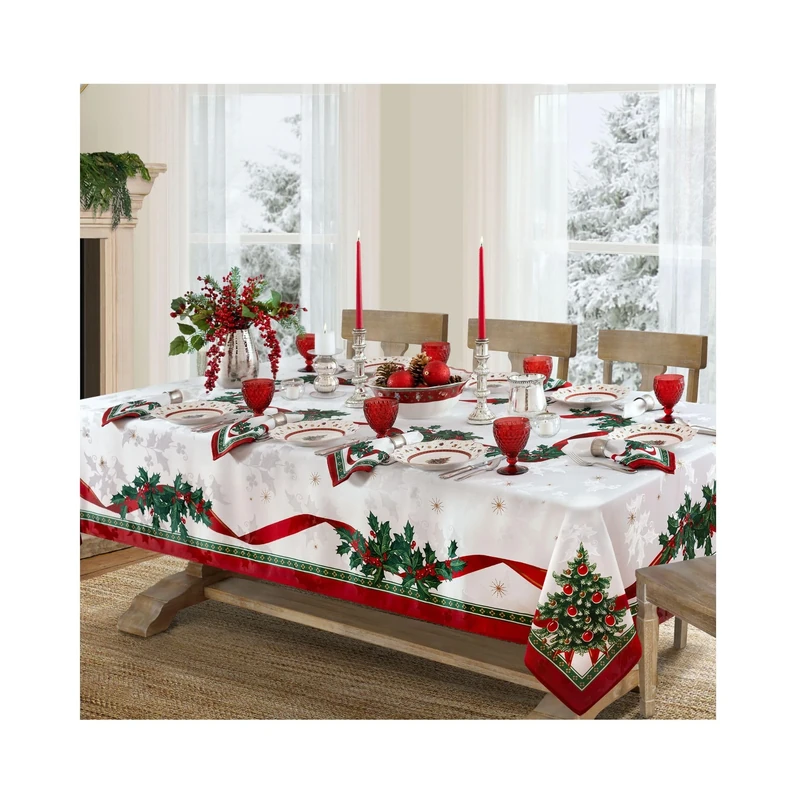 Elrene Villeroy & Boch Toy's Delight Christmas Fabric Tablecloth, Holiday Table Decor, 60"x84" Rectangle