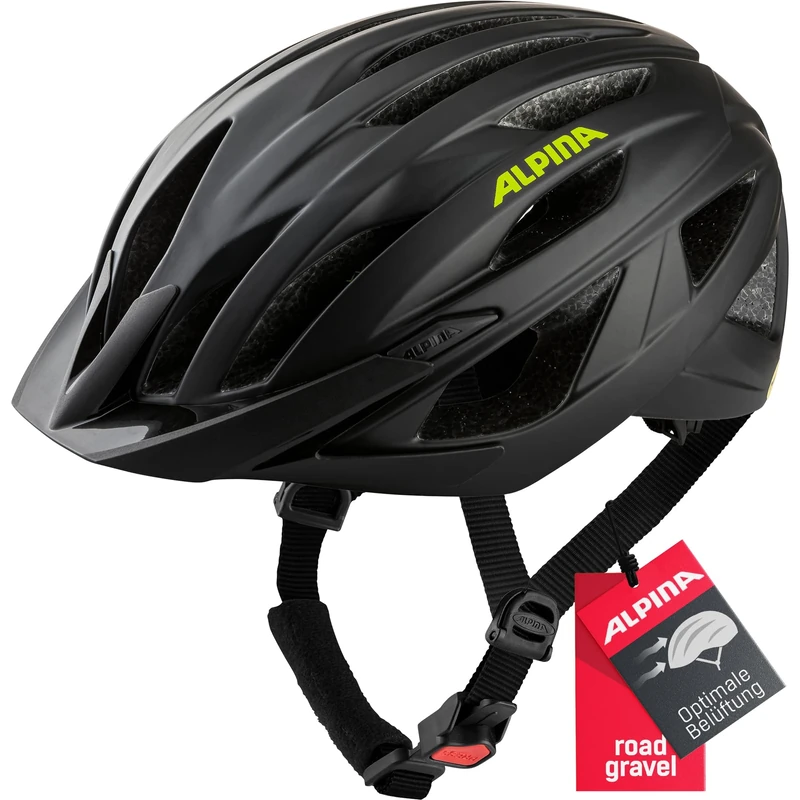 ALPINA Unisex - Adult, PARANA cycling helmet, black-neon yellow matt, 51-56 cm