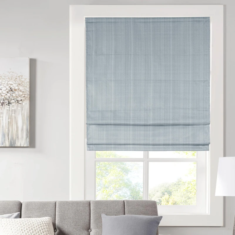 Madison Park Crazy Wireless Shutters Single Panel Fabric for Blackout Privacy Energy Efficient Thermal Insulated Roller Shades for Bedroom Living Room 99x163cm Blue