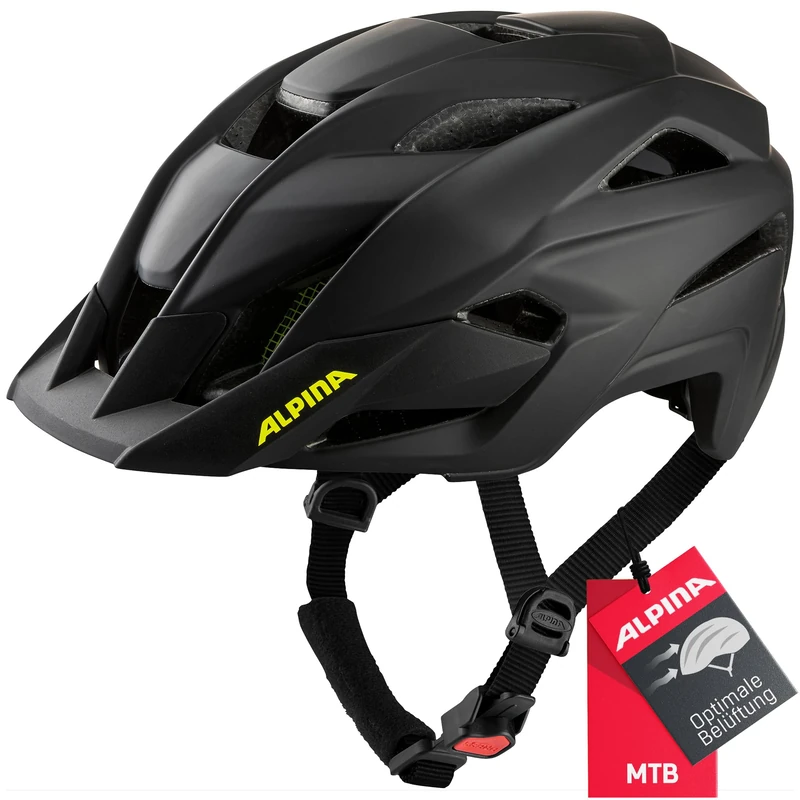 ALPINA Unisex - Adult, KAMLOOP cycling helmet, black-neon yellow matt, 51-55 cm